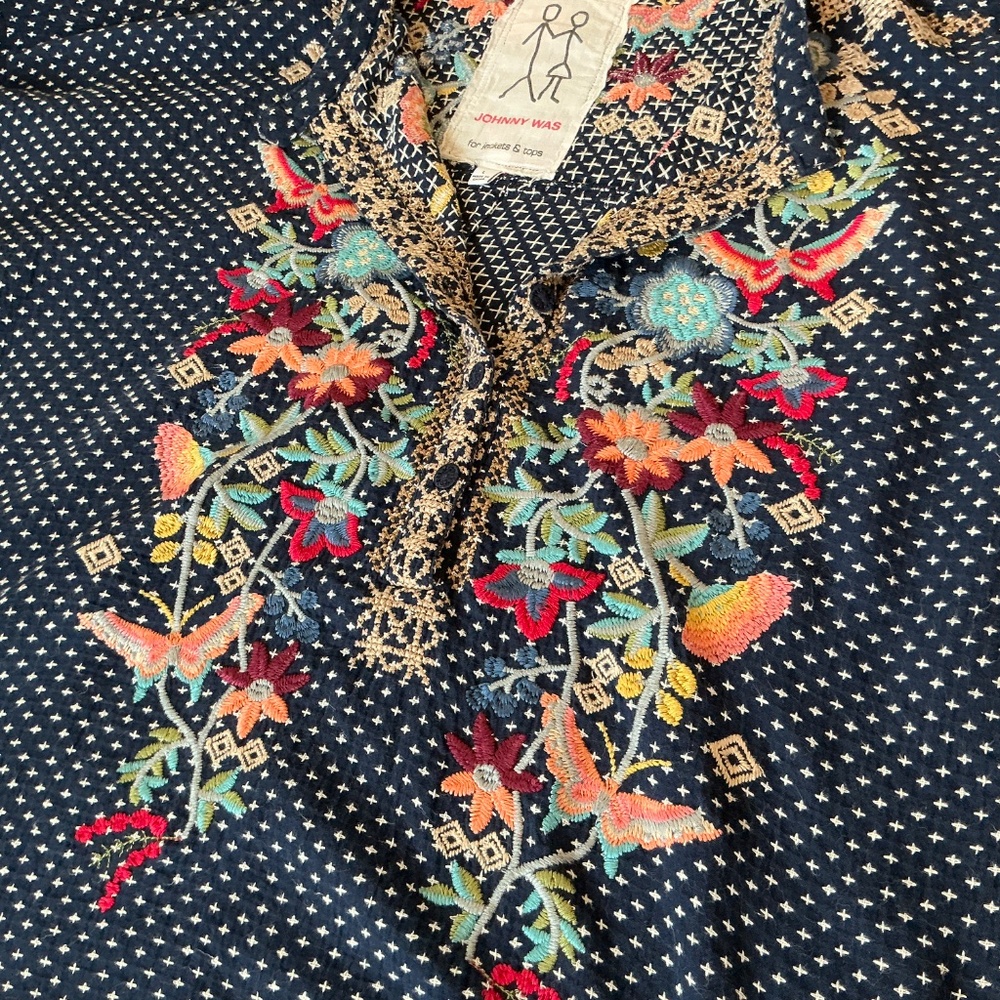Johnny Was Navy blue Tunic, L-XL